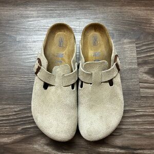 Birkenstock Kids Suede Slippers - Cream